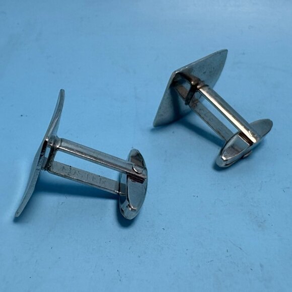 Men's VTG Silver Tone Square Cufflinks Formal Wear Size 0.75'' Length - Picture 2 of 10